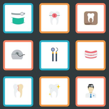 Düz simgeler küme ayracı, ağız kokusu, yapay diş ve diğer vektör öğeleri. Diş düz simgeler simge kümesi de diş hekimi, yeniden yapılanma, ipi nesneleri içerir.