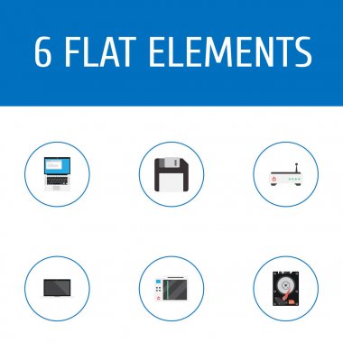 Düz simgeler Laptop, disket, Slot makinesi ve diğer vektör öğeleri. Pc düz simgeler simge kümesi de içerir ekran, disket, makine nesneleri.