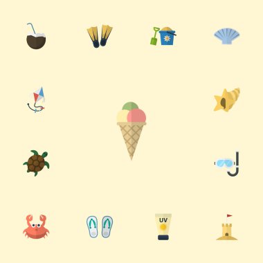 Düz simgeler kabuk, sorbe, kabuklu ve diğer vektör öğeleri. Beach düz simgeler simge kümesi de hayvan, lavabo, sinek nesneleri içerir.