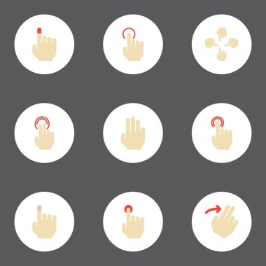 Düz simgeler parmak, duyusal, tutun ve diğer vektör öğeleri. Hareketleri düz simgeler simge kümesi de içerir jest, dokunmatik, güçlü nesneleri.