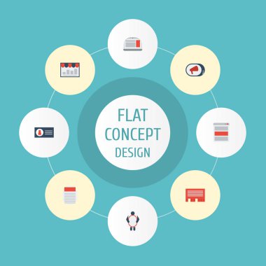 Kutsal kişilerin resmi mektup, sosyal medya reklamları, dostum Banner ve diğer vektör öğeleri ile düz. Sohbet, gazete, ID nesneler kümesi düz simgeleri simgeleri de pazarlama içerir.