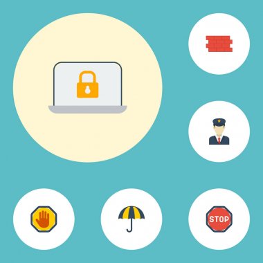 Düz simgeler tuğla duvar, yasak, kilit ve diğer vektör öğeleri. Emanet düz simgeler simge kümesi de işareti, tuğla, kilit nesneleri içerir.