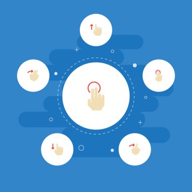 Şu simgeler, kuvvetli darbe, çift tıklama ve diğer vektör öğeleri düz. Hareketleri düz simgeler simge kümesi de yukarı, dirsekle dürtmek, doğru nesneleri içerir.