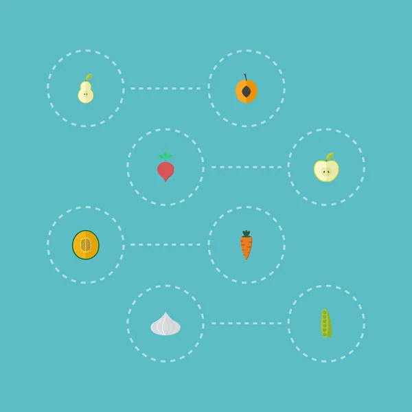 Flat Icons Bean, Duquesa, Jonagold e outros elementos vetoriais. Conjunto de símbolos de ícones planos também inclui frutas, melancias, objetos de damasco . — Vetor de Stock