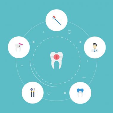 Düz simgeler diş taç, ekipman, destek ve diğer vektör öğeleri. Diş düz simgeler simge kümesi de çocuklar, taç, diş nesneleri içerir.