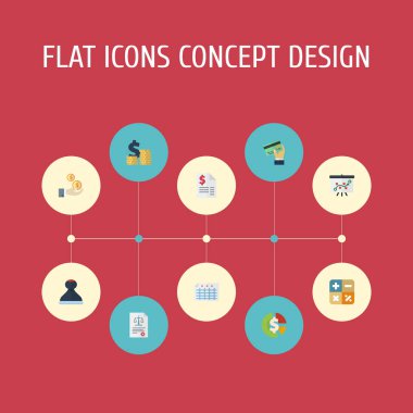 Düz simgeler stok, kart, kar ve diğer vektör öğeleri. Düz simgeleri simgeleri kayıt kümesi de içerir kağıt, levha, vergi nesneleri.