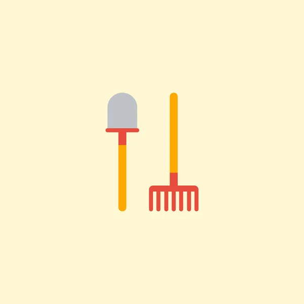 Flache Symbolschaufel-Element. Vektor-Illustration des flachen Icon-Rechen isoliert auf sauberem Hintergrund. kann als Schaufel, Harke und Werkzeugsymbol verwendet werden. — Stockvektor