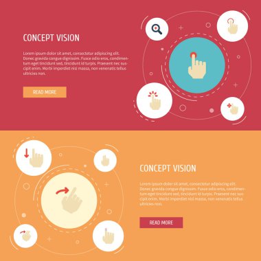 Aşağı düz simgeler, vektör iki, tutun ve diğer öğeler. Hareketleri de düz simgeleri simgeleri içerir kümesi tutun, tek, parmak nesneleri.