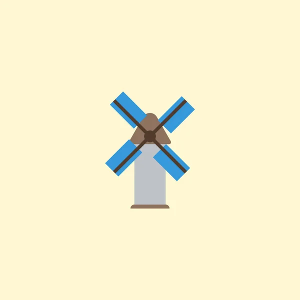 Icono plano Mill Element. Ilustración vectorial del icono plano molino de viento aislado sobre fondo limpio. Se puede utilizar como molino de viento, molino y símbolos de hélice . — Vector de stock