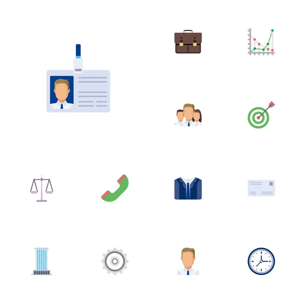 Lapos ikonok Libra, Office, alkalmazottak és egyéb vektor. Üzleti lapos ikonok szimbólumok is tartalmaz Diagram, ruhák, tárgyak Id. — Stock Vector