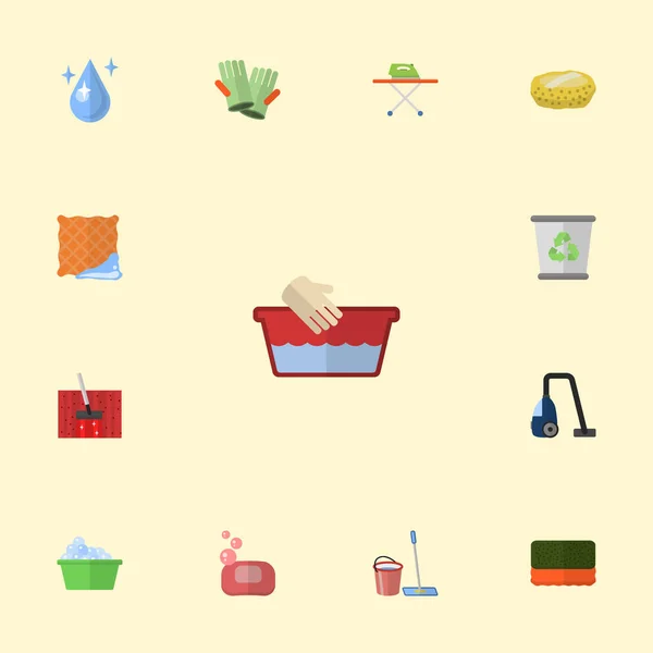 Iconos planos Wisp, paño de baño, Aqua y otros elementos vectoriales. Conjunto de símbolos de iconos planos de higiene también incluye higiene, aguamarina, objetos de cubo . — Vector de stock