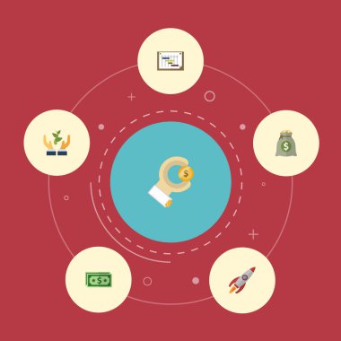 Düz simgeler yardım, roket, sikke ve diğer vektör öğeleri. Ayrıca kar, koşmak, roket nesneleri içeren küme başlangıç düz simgeleri simgeleri.