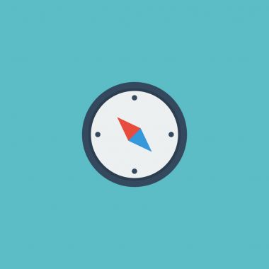 Düz simgesi pusula öğesi. Vektör çizim üzerinde temiz arka plan izole düz simgesi yön. Pusula, yön kullanılabilir ve sembolleri gidin.