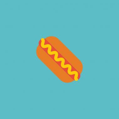 Düz simgesi Hot Dog öğesi. Vektör çizim üzerinde temiz arka plan izole düz simge sosis. Sosis, hızlı ve gıda sembolleri kullanılabilir.