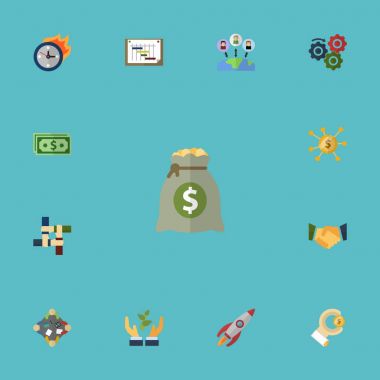 Düz simgeler yardımcı olur, zamanlama, sınırı ve diğer vektör öğeleri. Fikir düz simgeler simge kümesi de içerir beyin fırtınası, yönetim, yakınları nesneleri.