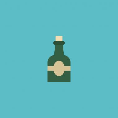 Düz simgesi ROM öğesi. Düz simgesi şişe temiz arka plan üzerinde izole vektör Illustration. ROM, şişe ve içki sembolleri kullanılabilir.