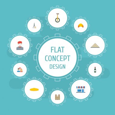 Düz simgeler alkol, pandomim, Katedrali ve diğer vektör öğeleri. Ayrıca döngüsü, şişe, katedral nesneleri içeren küme ülke düz simgeleri simgeleri.