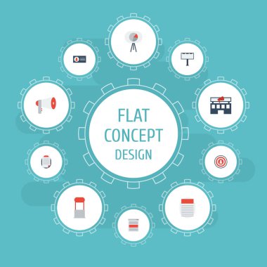 Düz simgeler müşteri Özeti, tasarlamak, Bina ve diğer vektör öğeleri. Düz simgeleri simgeleri pazarlama seti de içerir gazete, reklam, seyirci nesneleri.