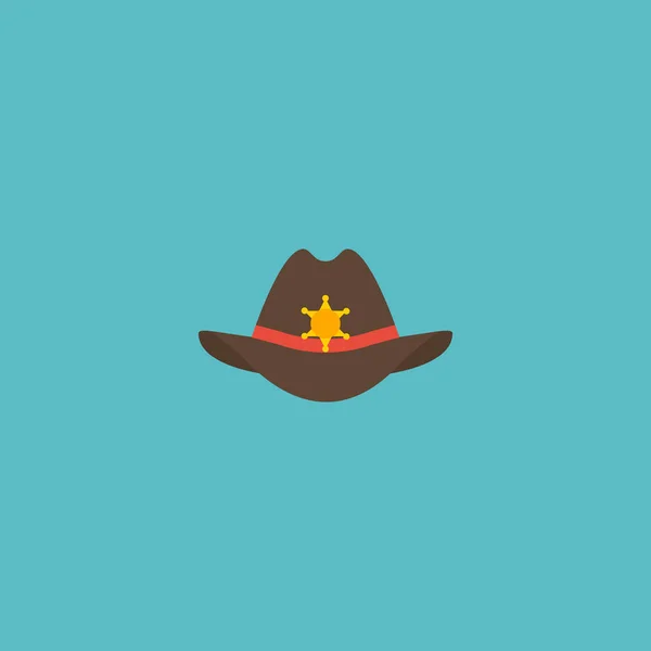 Icono plano Sheriff Hat Element. Ilustración vectorial del vaquero plano del icono aislado en fondo limpio. Puede ser utilizado como Sheriff, Sombrero y Cowboy Símbolos . — Vector de stock