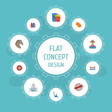 Düz simgeler at, Özgürlük Anıtı, aperatif ve diğer vektör öğeleri. ABD düz simgeleri simgeleri kümesini de içeren hayvan, Fransızca, rulet nesneleri.