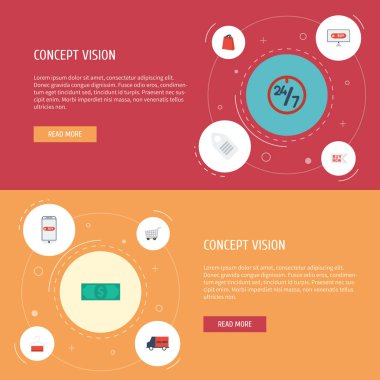 Düz simgeler otobüs, tramvay, elbise vektör öğeleri hazır. Dergi düz simgeler simge kümesi de etiket, nakit, fiyat nesneleri içerir.