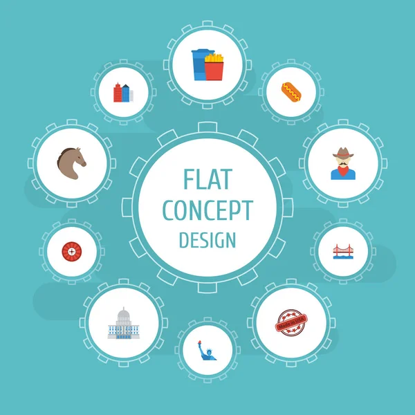 Düz simgeler at, Özgürlük Anıtı, aperatif ve diğer vektör öğeleri. ABD düz simgeleri simgeleri kümesini de içeren hayvan, Fransızca, rulet nesneleri.