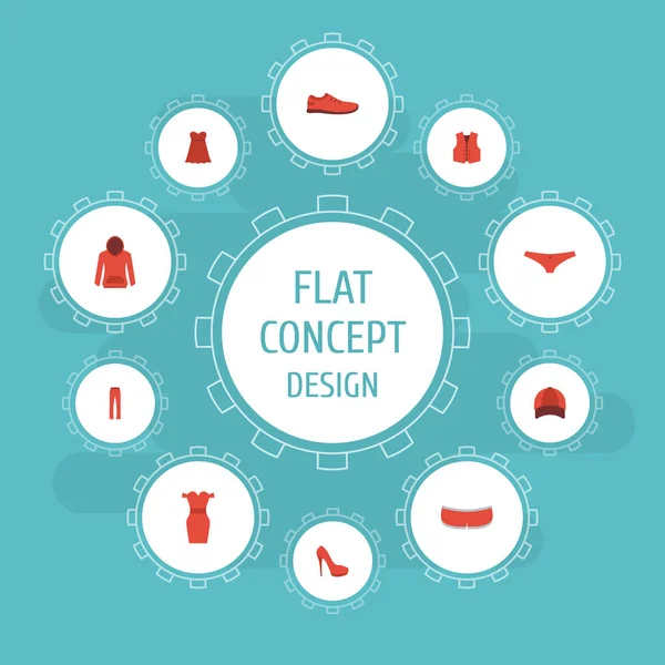 Düz simgeler lastikbotlar, iç çamaşırı, yelek ve diğer vektör öğeleri. Ayrıca şapka, yelek, giyim nesneleri içeren küme giysi düz simgeleri simgeleri.