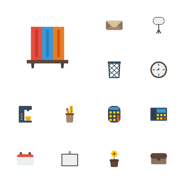 Ikon datar Tanggal, Tanaman Pot, Kalkulasikan Dan Elemen Vektor Lainnya. Set Of Workspace Flat Icons Symbols Also Includes Clock, Portfolio, Letter Objects . - Stok Vektor