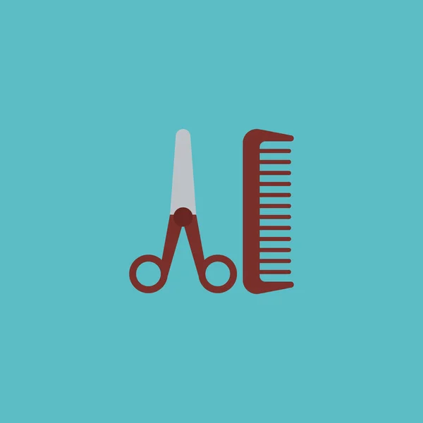 Flat Icon Hairstylist Elemento. Ilustração vetorial de cabeleireiro ícone plana isolado em fundo limpo. Pode ser usado como símbolos de cabeleireiro, pente e tesoura . —  Vetores de Stock