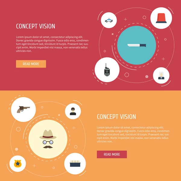 Düz simgeler memur amblemi, Müfettiş, telsiz ve diğer vektör öğeleri. Suç düz simgeler simge kümesi de içerir hırsız, ağız, telsizler nesneleri.