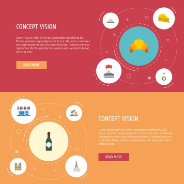 Düz simgeler Restoran, tek tekerlekli sirk bisikletine, Fransızca ve diğer vektör öğeleri. Europe düz simgeler simge kümesi de şarap, Piramit, şişe nesneleri içerir.