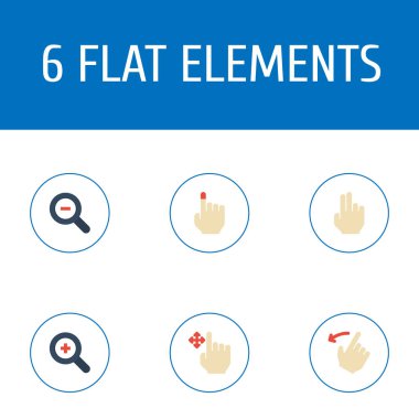 Düz simgeler Büyüteç, arkadaki, Zoom Out ve diğer vektör öğeleri. Emniyet de düz simgeleri simgeleri içerir kümesi genişletmek, irtibatta nesneleri.