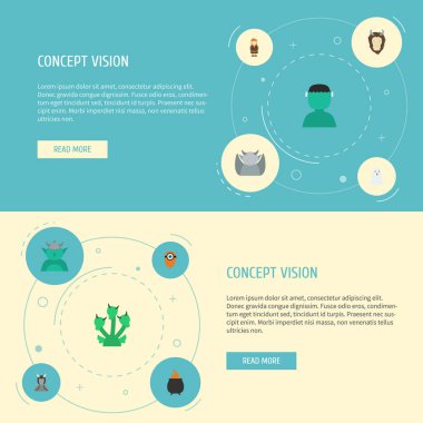 Düz simgeler yılan, cin, şeytan ve diğer vektör öğeleri. Ayrıca Avatar, Ogre, aslan nesneleri içeren küme karakter düz simgeleri simgeleri.