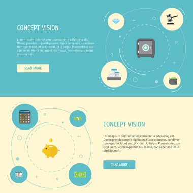 Düz simgeler cüzdanınızdan, kasa, para Kasası ve diğer vektör öğeleri. Ayrıca dolar, para, muhasebe nesneleri içeren küme Finans düz simgeleri simgeleri.