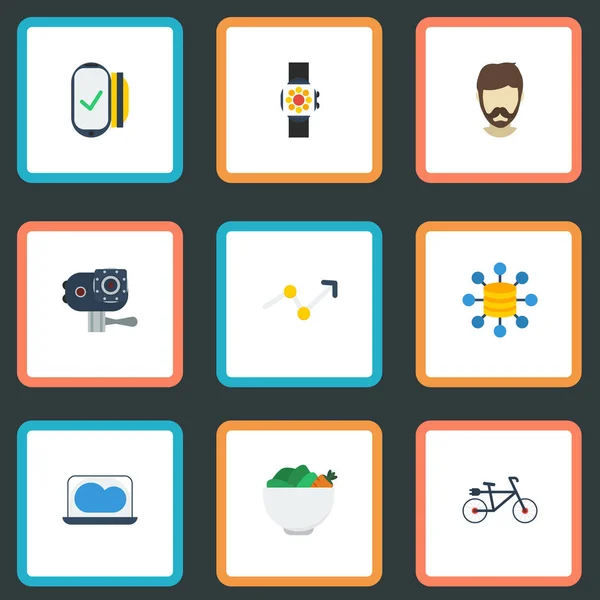 Flat Icons Payment, Laptop, Arrow And Other Vector Elements. Set Of Trend Flat Icons Symbols Also Includes Database, Hipster, Food Objects. — Stock Vector