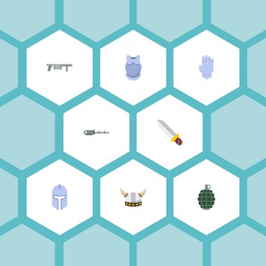 Düz simgeler eldiven, dinamit, kurşun geçirmez ve diğer vektör öğeleri. Oyun düz simgeleri simgeleri kümesini de dayağı, kurşun geçirmez, silah nesneleri içerir.