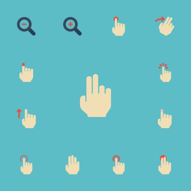 Düz simgeler değil, dokunmatik ekran, Büyüteç'i ve diğer vektör öğeleri. Hareketleri de düz simgeleri simgeleri içerir, dizi, slayt nesneleri.