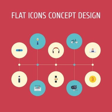 Düz simgeler Bluetooth sözcü, teknoloji, kol saati ve diğer vektör öğeleri. Trendy düz simgeler simge kümesi de elektrik, izle, teknoloji nesneleri içerir.