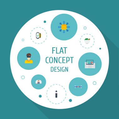 Düz simgeler Hoverboard, elektron sigara, Vlog ve diğer vektör öğeleri. Trendy düz simgeler simge kümesi de Vlog, sanal, bilgisayar nesneleri içerir.