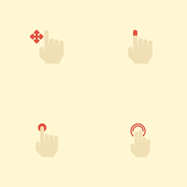 Mít ploché ikony, poklepejte na, silnou Touch a další prvky vektoru. Sada gestiky ploché ikony symbolů také zahrnuje Touchscreen, silný, klepněte na objekty. — Stockový vektor