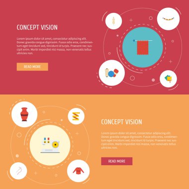 Düz simgeler kazak, makas, takı ve diğer vektör öğeleri. El yapımı düz simgeler simge kümesi de içerir metre, makas, deliği nesneleri.