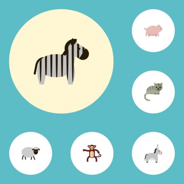 Düz simgeler Kitty, Jackass, koyun eti ve diğer vektör öğeleri. Zooloji düz simgeler simge kümesi de hayvan, domuz, at nesneleri içerir.