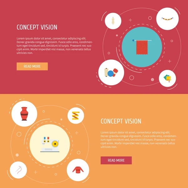 平面图标套衫, 剪刀, 首饰和其他矢量元素。一套手工平面图标符号也包括米, 剪刀, 孔对象. — 图库矢量图片
