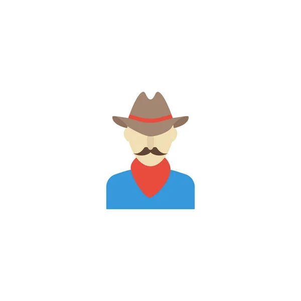 Icono plano Cowboy Element. Ilustración vectorial de icono plano occidental aislado sobre fondo limpio. Puede ser utilizado como vaquero, Símbolos occidentales y del hombre . — Archivo Imágenes Vectoriales
