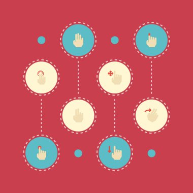 Düz simgeleri çift, aşağı, tutun ve diğer vektör öğeleri tıklatın. Hareketleri düz simgeler simge kümesi de basın, aşağı, tutun nesneleri içerir.