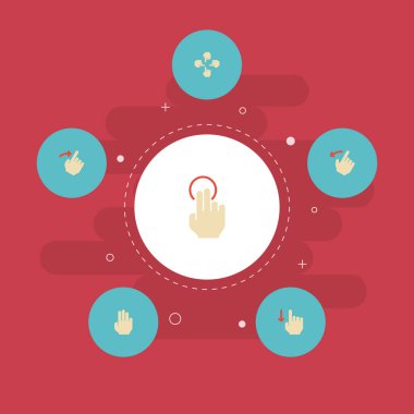 Düz simgeler tek musluk, parmak, duyu ve diğer vektör öğeleri. Jest düz simgeler simge kümesi de geri, jest, tek nesneleri içerir.