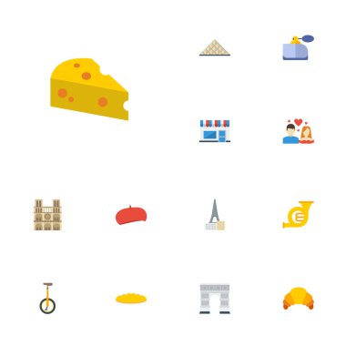 Düz simgeler trombon, Aroma, sevgi ve diğer vektör öğeleri. Ülke düz simgeler simge kümesi de çocuk, Baker, kemer nesneleri içerir.