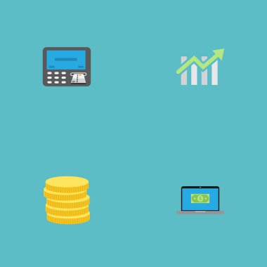 Düz simgeler Atm, küçük bir değişiklik, bilgisayar ve diğer vektör öğeleri. Finans düz simgeler simge kümesi de değişiklik Bar, küçük nesneleri içerir.