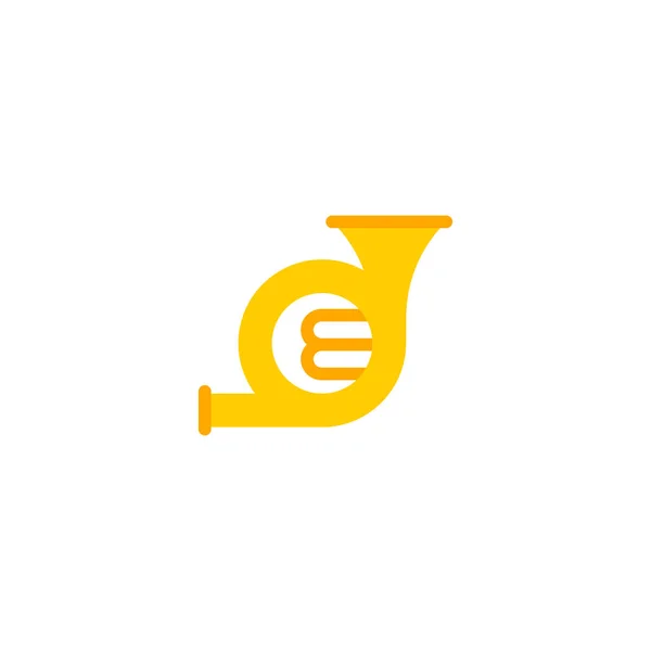 Piso Icono French Horn Element. Ilustración vectorial del icono plano trombón aislado sobre fondo limpio. Puede ser utilizado como símbolos franceses, trompeta y trombón . — Vector de stock