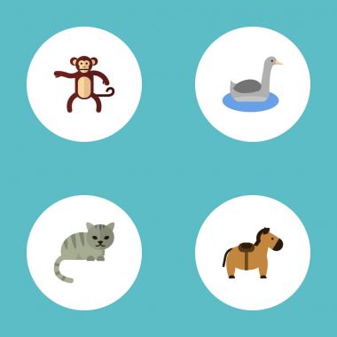 Düz simgeler Kitty, Sukuşu, midilli ve diğer vektör öğeleri. Ayrıca at, hayvan, Sukuşu nesneleri içeren küme zooloji düz simgeleri simgeleri.